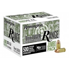 Remington Ammunition R27779 <em>Range</em> Jumbo Pack 9mmLuger <em>115 GR</em> Full Metal Jacket 500/Box - 500rd Battle Pack