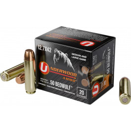 Underwood Ammo Underwood 50 Beowulf 350gr Full Metal Jacket Flat Nose Brass Case 20 Rounds MPN 557