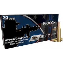 Fiocchi Ammunition Fiocchi 223SBRD Hyperformance 223Rem 77 GR Hollow Point Boat Tail 20 Per Box