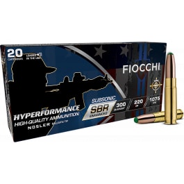 Fiocchi Ammunition Fiocchi 300BKSBS Hyperformance 300Blackout 220 GR Nosler BT 20 Per Box