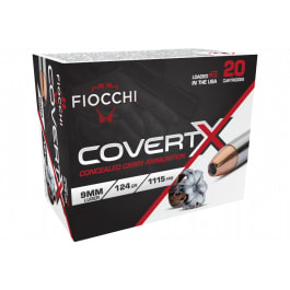 <em>Fiocchi</em> 9CCWB CovertX 9mm 124 GR Jacketed Hollow Point 20 Per Box/10 Case - 20rd Box