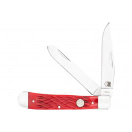 CobraTec <em>Knives</em> CTTDTRPREDBN Trapper <em>Folding</em> 2.88" Clip Point, 2.94" Spey Plain Polished VG-10 SS Blades, 4.44" Red Bone Scales/SS Handle