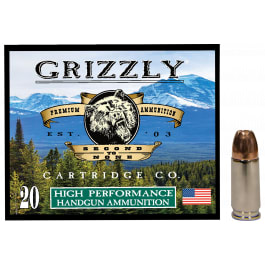 Grizzly Grizzly High Performance 9mm Luger +P+ 115gr Jacketed Hollow Point Brass Case Ammo 20 Rounds.