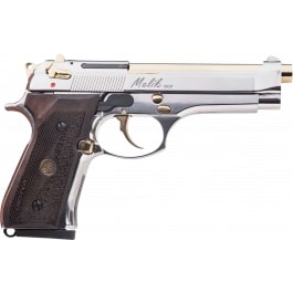 Derya Firearms 10L.MELIK9.NG.TR Melik 10+1 4.90" Gold TiN Steel Barrel, Black Melonite Serrated Steel Slide, Black Aluminum Frame, Black Polymer Grip