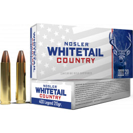 Nosler Nosler Whitetail Country 400 Legend 215gr Straight-Wall Soft Point 20rd Brass Case Ammunition.