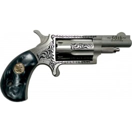 North American Arms 50th Anniversary Mini-Revolver NAA-22M-50B Pistol .22 WMR 1.63" Barrel 5rd SAO Engraved Stainless Black Pearl Grip Limited Edition