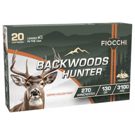 Fiocchi Ammunition Fiocchi Backwoods Hunter .270 Win 130gr Copper Hollow Point 20 Round Box, Brass Case