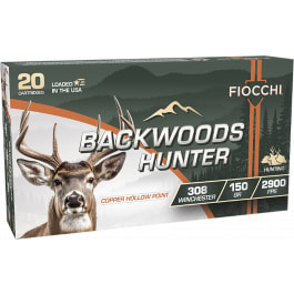 Fiocchi Ammunition Fiocchi Backwoods Hunter 308 Win 150gr Copper Hollow Point 20 Round Brass Case