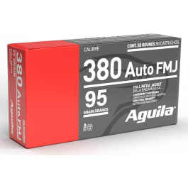 Aguila 380 Auto 95gr Full Metal Jacket 50 Rounds Brass Case
