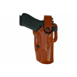 Galco Galco APO Strongside/Crossdraw OWB Tan Steerhide Holster for Glock 19 Gen 1-5, Right Hand.