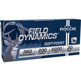 Fiocchi Ammunition Fiocchi Field Dynamics .360 Buckhammer 200gr Soft Point 20 Rounds Brass Case