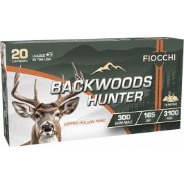Fiocchi Ammunition Fiocchi Backwoods Hunter 300 Win Mag 165gr Copper Hollow Point 20rd Box, Brass Case