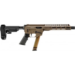 Freedom Ordnance FX9P10S-FDE FX-9 Pistol 9mm 10" 31+1 Blowback Action FDE Finish Faux Suppressor, SBA3 Brace