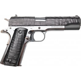 CNC Firearms CNCGATOR45 Colt Government 1911 45 ACP 5" 7+1 SAO Black Alligator Leather DLC