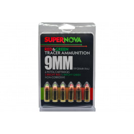 Piney Mountain Supernova 9mm Luger 119gr FMJ Green/Red Tracer 6rd Brass
