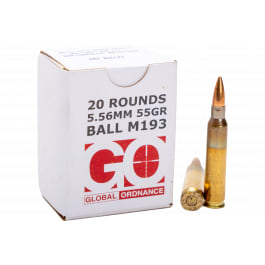 Global Ordnance 5.56 NATO M193 55 Grain FMJ Rifle Ammunition - 20 rounds - 850003223346