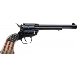 Heritage Mfg RR22B6-USF02 Rough Rider #6 Shot 6.50" Black Steel Barrel & Cylinder, Black Oxide Zinc Alloy Frame, US Flag Grip Revolver