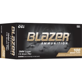 CCI Blazer Brass 9mm 115gr FMJ 100 Brass