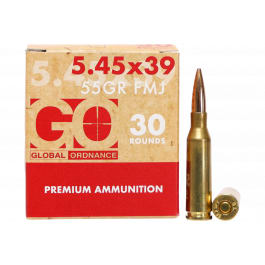 Global Ordnance 5.45x39mm 55 Grain FMJ Brass Ammunition - 05463