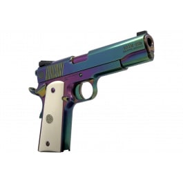 Dickinson LLC Adam 1911 DKSN45RBB Pistol 45 ACP 5" 8+1 SAO Rainbow PVD B-Serrations