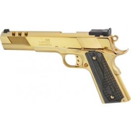 Iver Johnson Eagle XL Ported GIJ38 Pistol, .45 ACP, 6" Barrel, 8+1, Semi-Auto, 24K Gold, Wood Grips, Ported Barrel.