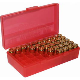 MTM Products MTM Case-Gard P504529 Case-Gard P-50 Multi-Caliber Handgun Clear Red Polypropylene 50rd