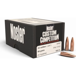 Nosler Nosler 17101 Custom Competition Hollow Point 22 Caliber .224 69 GR 100 Per Box