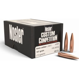 Nosler Nosler 49742 Custom Competition Hollow Point 6mm .243 107 GR 100 Per Box