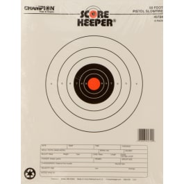 Champion Targets 45724 Score Keeper Slow <em>Fire</em> Bullseye Paper Hanging <em>50</em> yds Pistol 11" x 16" Black/Orange 12 PK