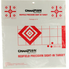 Champion <em>Targets</em> 47387 Redfield Sight-In Diamond Paper Pistol/Rifle 16" x 16" <em>White</em>/Red 100 Per Pkg