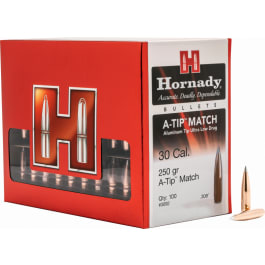 Hornady 3092 <em>A</em>-Tip Match <em>30</em> Cal .308 250 gr <em>A</em>-Tip Match 100 Per Box