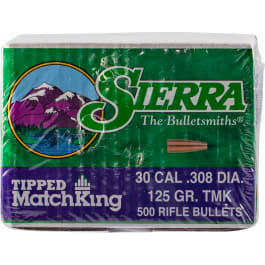 Sierra Sierra 7725C Tipped Matchking 30 Cal .308 125 GR Tipped Matchking 500 Per Box