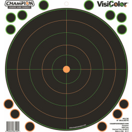 Champion Targets 46136 VisiColor  Self-Adhesive <em>Paper</em> Pistol/Rifle Black/Orange 8" Bullseye Includes Pasters 5 Pack