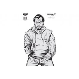 Birchwood Casey 37205 EZE-Scorer Bad Guy Silhouette Paper Hanging Pistol 12" x 18" Black/Gray/<em>White</em> 10 Pk.