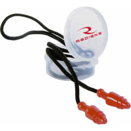 Radians JP3150HC SnugPlugs  28 dB Behind The Neck Red <em>Ear</em> <em>Bud</em>s with Black Cord for Adults 1 Pair Includes Flip Top Case
