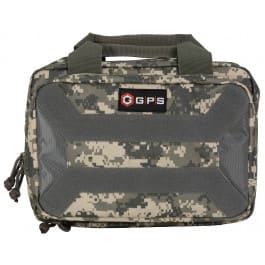 GPS Bags GPSPC15ACU Pistol Case Black 600D Polyester with Mag Storage, Lockable Zippers & Cushioned Compartment Holds 1 Handgun 13" L x 9" H x 5.50" W Exterior Dimensions