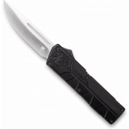 CobraTec <em>Knives</em> BCTLWDNS Lightweight  3.25" OTF Drop Point Plain D2 Steel Blade/Black Aluminum Handle Includes Pocket Clip