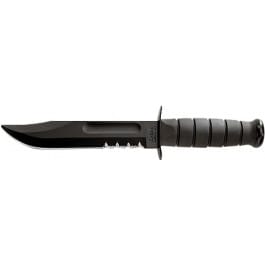 <em>Ka-Bar</em> 1214 Fighting/Utility  <em>7"</em> Fixed Clip Point Serrated Black 1095 Cro-Van Blade Black Kraton G Handle Includes Sheath