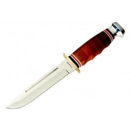 <em>Ka-Bar</em> 1235 Leather Handled Marine Hunter Fixed DIN 1.4116 <em>Clip</em> <em>Point</em> Blade Leat