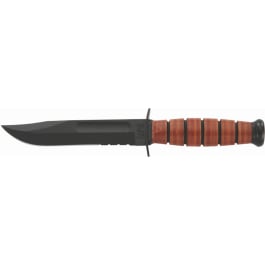 <em>Ka-Bar</em> 1252 Usmc <em>Short</em> 5.25" Fxd 1095 Cro-Van <em>Clip</em> <em>Point</em> Serr Lthr Hndl Sheath