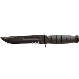 <em>Ka-Bar</em> 1257 <em>Short</em> Fight/Utility 5.25" Fixed <em>Clip</em> <em>Point</em> Part Serrated Black 1095 Cro-Van Blade Black Kraton G Handle