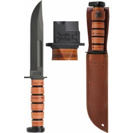 <em>Ka-Bar</em> 1317 Dog''s Head Utility <em>Knife</em> <em>7"</em> 1095 Cro-Van Clip Point Leather Hndl