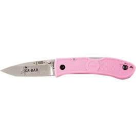 <em>Ka-Bar</em> 4062PK Dozier <em>Folding</em> <em>Hunter</em> 3" AUS-8A Drop Point Blade Pink Zytel Hndl