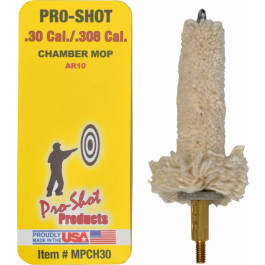 <em>Pro</em>-Shot MPCH30 Chamber Mop Military Style 30/308 Cal/<em>7</em>.62x51mm NATO AR Platform #8-32 Thread 100% Cotton Mop Brass Core