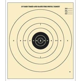 Action <em>Target</em> B8100 Competition NRA Time & Rapid Fire Bullseye Heavy Paper Hanging 25 yds Handgun 21" x 24" Black/White 100 Per Box