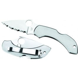 <em>Spyderco</em> C28P <em>Dragonfly</em> <em>2</em>  <em>2</em>.31" Folding Clip Point Serrated VG-10 SS Blade Stainless Steel Handle Includes Pocket Clip