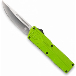 CobraTec <em>Knives</em> ZBGCTLWDNS Lightweight  3.25" OTF Drop Point Plain D2 Steel Blade/Zombie Green Aluminum Handle Includes Pocket Clip