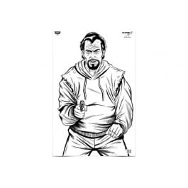 Birchwood Casey 37019 EZE-Scorer Bad Guy Silhouette Paper Hanging 23" x 35" Black/<em>White</em> 5 Pack