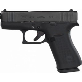<em>Glock</em> PX4350201 43X Semi-Auto 9mm Pistol, FS, 10 Round Black Frame, Black <em>Slide</em>, Slimline