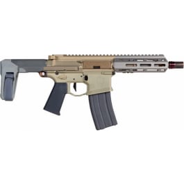 Q LLC Honey Badger, .300 Blackout, 7" Barrel, 30+1, Clear Anodized, Grey Furniture, Radian Ambi Safety, Radian Charging Handle, w/ Adjustable Brace HB300BLK7PISTOL